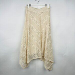 Crochet Lace Beige Handkerchief Hem Skirt